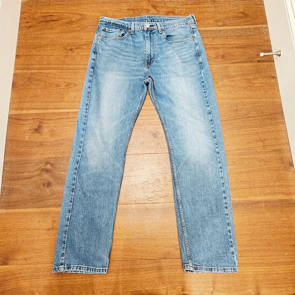 Levis 505 Regular Fit Straight Leg Jeans Medium Wash Blue Denim 34x32 Mens
